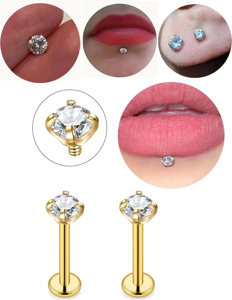 QWALIT Titanium Flat Back Helix Cartilage Earring Horseshoe Nose Ring Piercing Taper Threadless Jewelry Changing Tool Internal Threaded Piercing Taper Insertion Threader Tool Labret Jewelry Lip Studs - Image 5